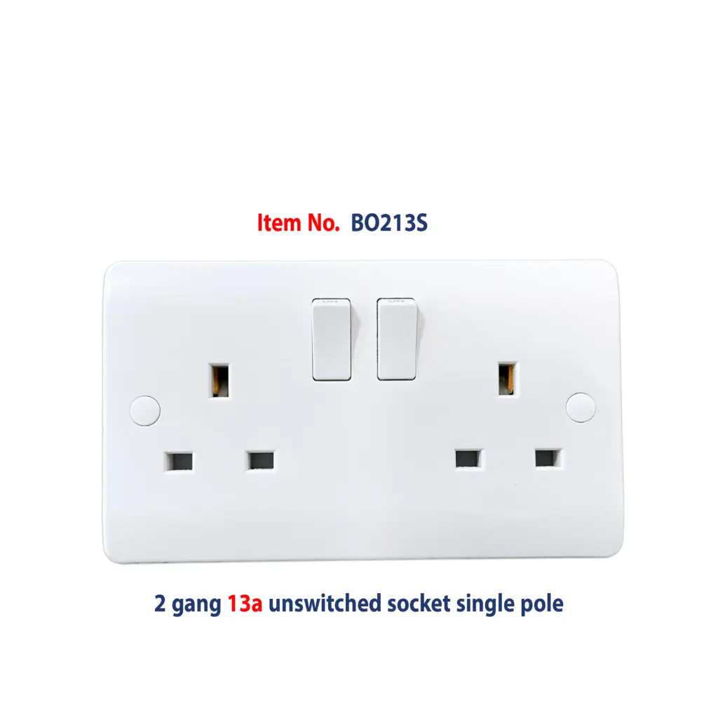 Brightex Curved 2 Gang 13A Switched Socket - Single Pole