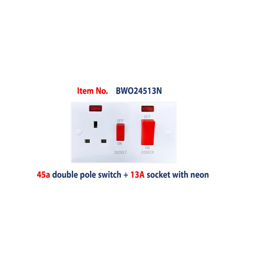 Brightex,45A DP switch + 13A socket with neon