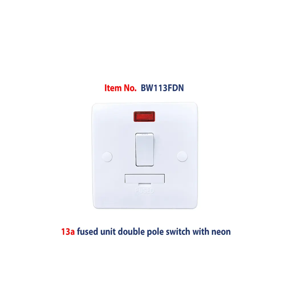 Brightex,13A fused unit DP switch with neon