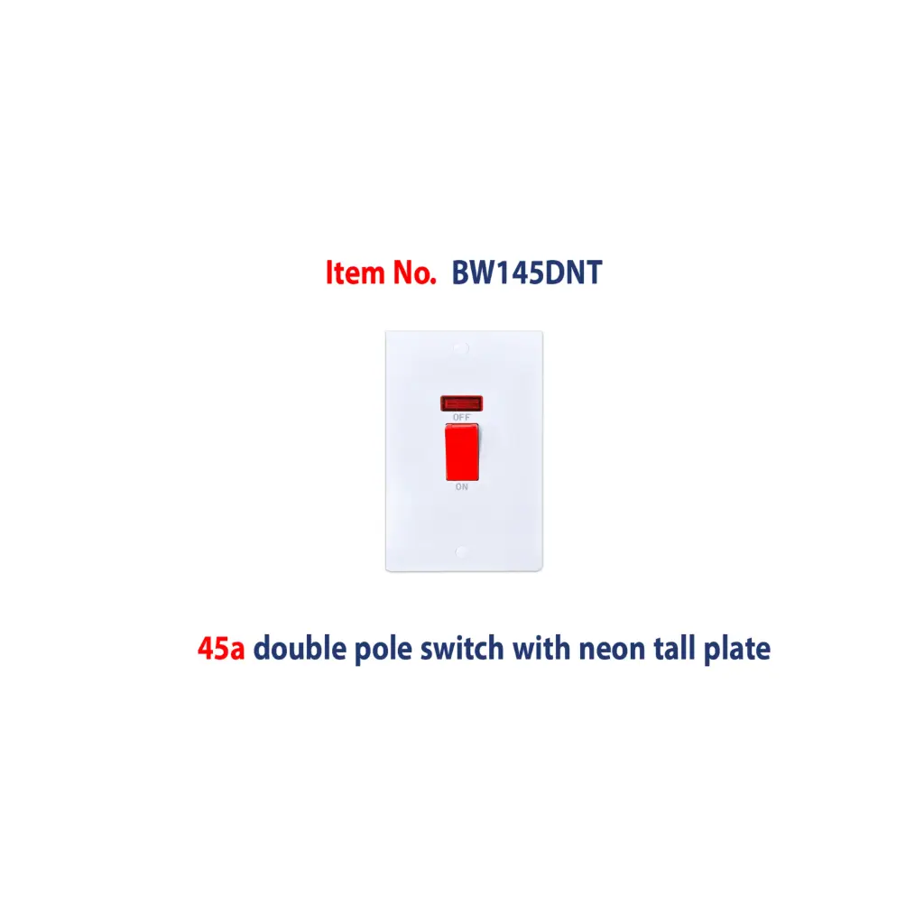 Brightex,45A DP switch with neon tall plate