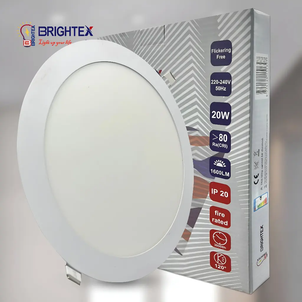 BRIGHTEX LED Panel  20w-8inch Round - Recessed 6500k