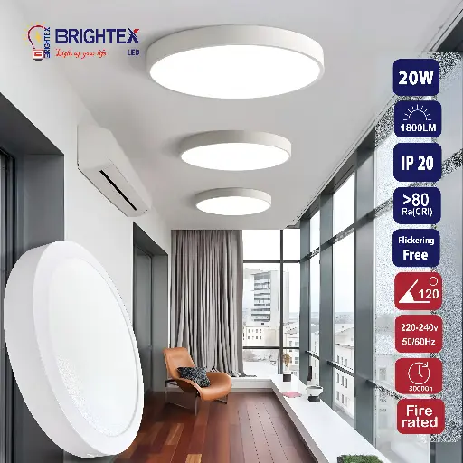 [BLPL20700FL] BRIGHTEX LED Panel  20w Round - Surface 6500k