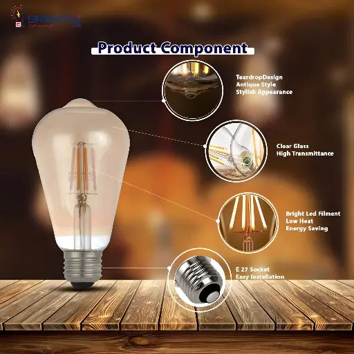 [XBBFST64E273504] BRIGHTEX LED FILAMENT BULB ST64 - E27 - 2700k  