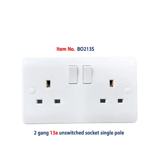 [BSO213S] Brightex Curved 2 Gang 13A Switched Socket - Single Pole