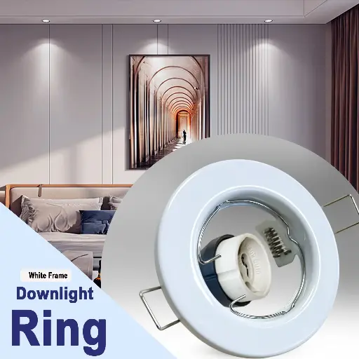 [BLGU10RID-W] BRIGHTEX GU10 Holder downlight IP20-Ring White frame 