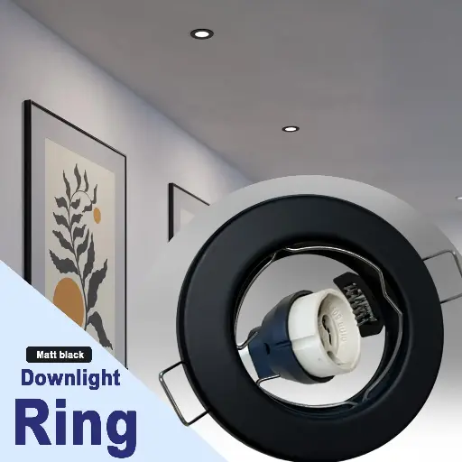 [BLGU10RID-MB] BRIGHTEX GU10 Holder downlight IP20-Ring Matt Black 