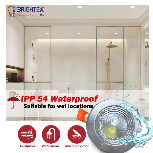 [BLDL76500D-WP] Brightex Downlight 7W - 3inch - IP65 - 3CCT - Brushed Chrome
