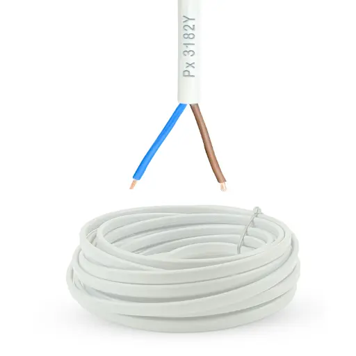 [3182Y-0.75-WHT-100] H05VV-F 3182Y PVC Flex 2x0.75mm white 100m